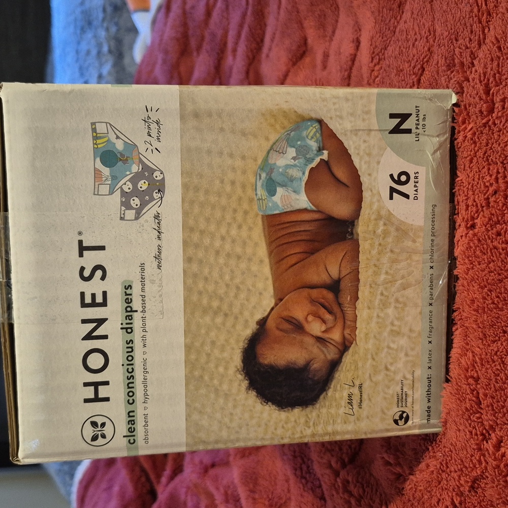 NEW!!!Box#1 Honest Baby Diapers Sz NEWBORN - Picture 3 of 7